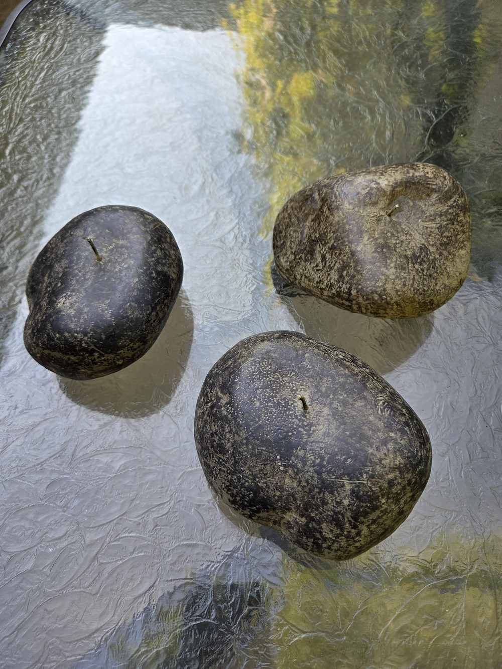 Set of 3 Faux Rock Stone Candles Realistic Pebble Decor  Unscented Home Accent
